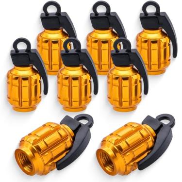 Imagem de MEAJOO 8 peças de tampas de haste de válvula de pneu, tampas de válvula de pneu de roda de carro de liga de alumínio capas de haste de válvula de pneu universais para carros, caminhões, SUV,