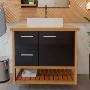 Imagem de Gabinete Toucador Para Banheiro Pretty 84cm Com Cuba Torino Branco/Preto