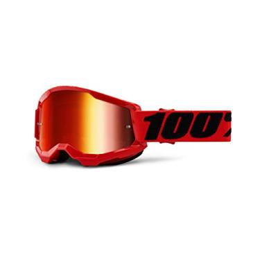 Imagem de 100% Strata 2 Motocross & Mountain Bike Goggles - MX and MTB Racing Protective Eyewear (Red - Mirror Red Lens)