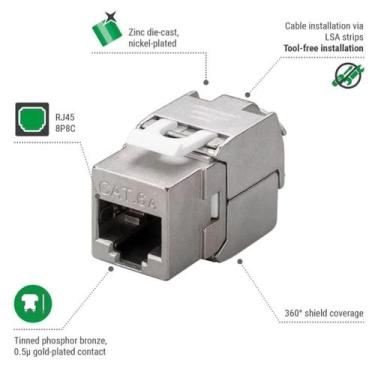 Imagem de Conector Keystone Fêm. Mod. Jack Rj45 Cat6a Blindado Gigabit - HSD Cab