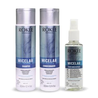 Imagem de Kit ROKÉE Shampoo + Condicionador 300ml + Fluído Micelar 140ml
