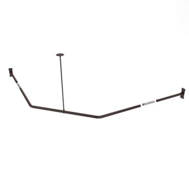 Imagem de Naiture Corner Haste de cortina de chuveiro de alumínio em forma de diamante, 76 x 66 x 76 cm, acabamento em bronze polido a óleo, com suporte de teto para banheiro, banheira, armário ou provador,