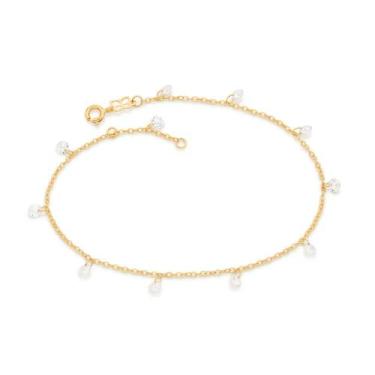 Imagem de Tornozeleira banhado ouro 3x 24k 18k e 22k feminina pulseira de pé elo
