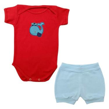 Imagem de Conjunto Body Manga Curta Baleia + Shorts - Rovidas Confecções, M, Ver