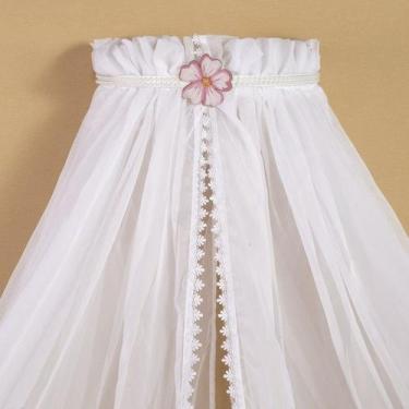 Imagem de Mosquiteiro de Voil Dossel de Parede Flor Rosa Perola Branca - Amora C