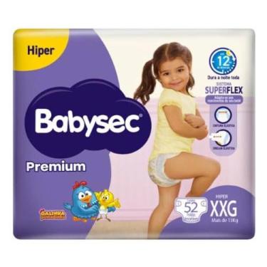 Imagem de Fralda Infantil Babysec Premium Hiper XXG com 52 Unidades, XXG, 52