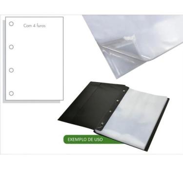 Imagem de Kit Com 10 Pacotes Com 50 Envelopes Plásticos 006 mm Ofício 4 Furos - 