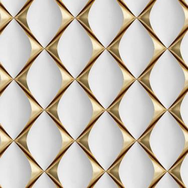 Imagem de Papel De Parede Adesivo Losango Branco e Dourado 2,50 Metros Quarto Sa