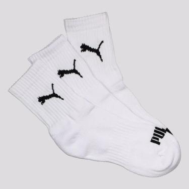 Imagem de Kit Meia Puma Cano Médio 3 Pares Feminina Branca, 34-39