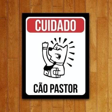 Imagem de Placa Decorativa Um Sábado Qualquer Cuidado Cão Pastor 27X35 - Sinaliz
