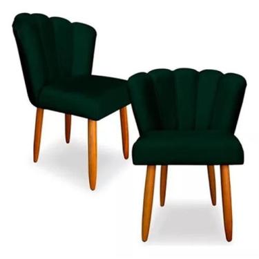 Imagem de Kit 2 Cadeiras Poltrona Sala Jantar Penteadeira Pétala Suede Verde - L