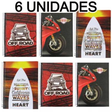 Imagem de Kit 6 Cadernos Espiral 80 Folhas Universitário Capa Dura Xtreme Materi