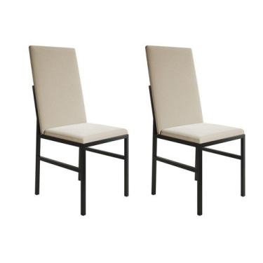 Imagem de Kit 2 Cadeiras de Jantar Estofadas Mônaco Premium Bege - NEW GREEN, PR
