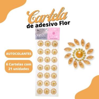 Imagem de Cartela De Adesivo Flor Laranja - Sticker C/6 Unidades - Mmixer10 - Ny