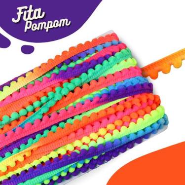 Imagem de Fita Pompom Multicolorido 10mm Rolo Com 25 Metros - Nybc