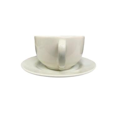 Imagem de Conjunto 6 Xícaras Chá Cerâmica Branca Com Pires - Rutmar
