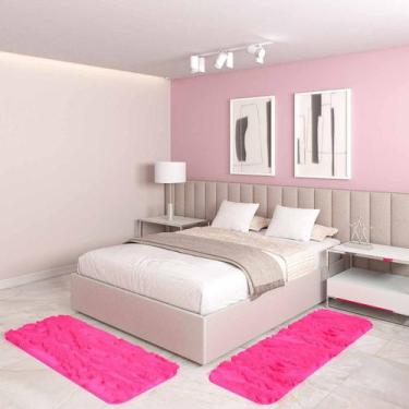 Imagem de Jogo Tapete Passadeira Quarto 2 Uni Rosa 50 x 140 cm - Tapetes Saturs