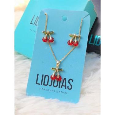Imagem de Conjunto de cereja banhado a ouro 18k - LID JOIAS