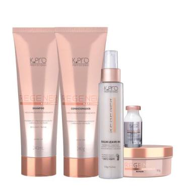 Imagem de Kit K.Pro Profissional Regenér Shampoo Condicionador Máscara Leave-in 