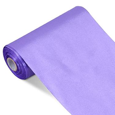 Imagem de TONIFUL Fita de cetim de lavanda roxa clara com 15,24 cm x 21,48 m fita de tecido sólido para corte de costura, decoração de festa, faixa de cadeira, passadeira de mesa, arcos de carro, decoração de jardim, ambientes internos e externos