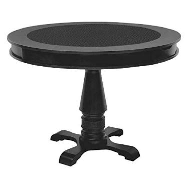Imagem de Mesa de Jogos Carteado Redonda Victoria 4 Lugares Tampo Reversível com Gavetas e Porta Copos Preto Fosco - Gran Belo