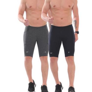 Imagem de Kit 2 Bermuda De Compressão Race Com Bolso Corrida - ElementFit, Preto