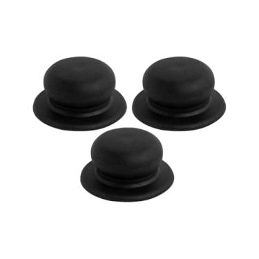 Imagem de 3 Pomel puxador de baquelite pretos premium pegador tampa de vidro para panelas e frigideiras