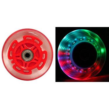 Imagem de L.E.D. Rodas de scooter com rolamentos ABEC 9 para Razor Scooters 100 mm Light Up Pacote com 2 (vermelho)