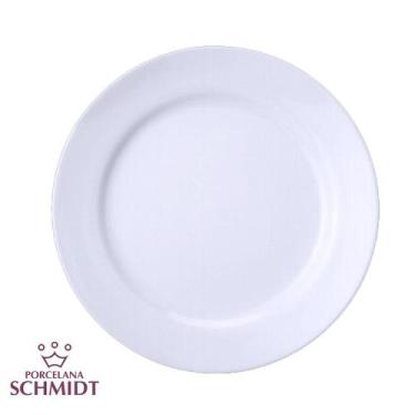 Imagem de Jogo 10 Pratos Rasos Branco Jantar Cilíndrica Porcelana Schmidt - Porc