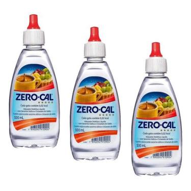 Imagem de Adoçante Zero Cal Sacarina Liquido 100ml Kit 3, Adoçante Líquido Sacar