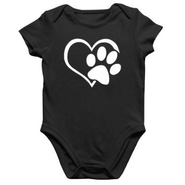 Imagem de Body Bebê Algodão Coração Patinha - Foca na Moda, Preto, M