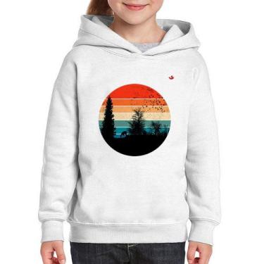 Imagem de Moletom Infantil Floresta Vintage Sunset - Foca na Moda, Branco, 2