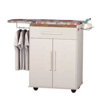 Imagem de Tábua de passar roupas Bel 2 portas + 1 gaveta Branco canela - TRIN.