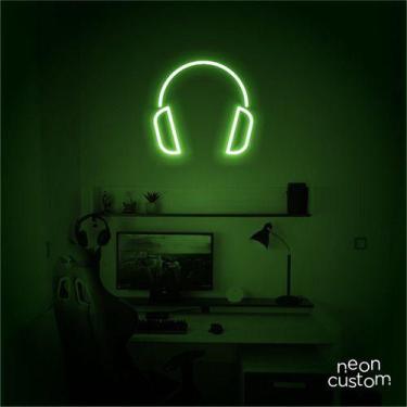 Imagem de luminaria letreiro Neon Led Fone De Ouvido 40x40 luminoso decoração p/