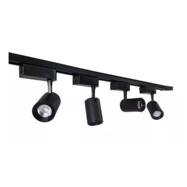 Imagem de Kit Trilho Eletrificado Com 4 Spots Led 7w Preto 3000K - Bela Home