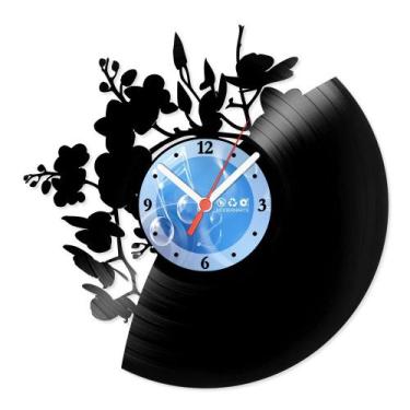 Imagem de Relógio De Parede Disco Vinil Diversos - Orquídeas - VDI-283 - Moderna