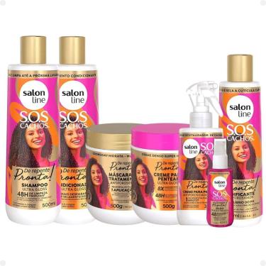 Imagem de Salon Line Sos Cachos De Repente Pronta!: Shampoo, Condicionador, Máscara, Creme para Pentear, Creme Fluido, Acidificante e Óleo
