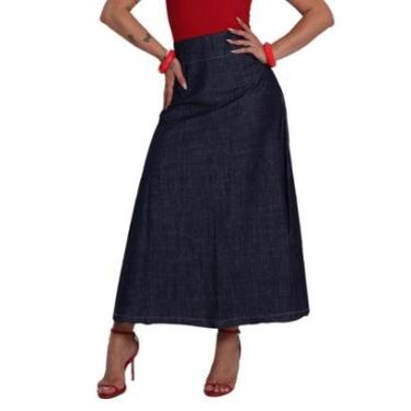 Imagem de Saia jeans longa com Fenda Moda Blogueira-Feminino