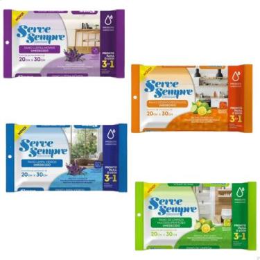 Imagem de Kit 4 Pcts Pano de Limpeza Umedecido Branco Limpa Móveis Janelas - SER