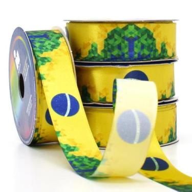Imagem de Fita de Cetim Bandeira do Brasil nº 5 22mm Cor 01 - 10 metros - Najar