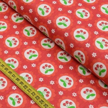 Imagem de Tecido Estampado para Patchwork - Quitandinha : Cereja na Moldura Verm