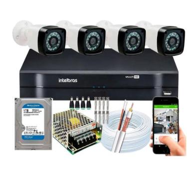 Imagem de Kit 4 Cameras Segurança 1080 Full Hd Dvr Intelbras 4ch mhdx Alta Resol