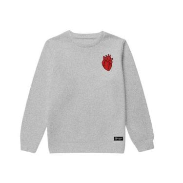 Imagem de Blusão Moletom Infantil Coração Personalizado sem Capuz gola Redonda -