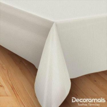 Imagem de Toalha De Mesa Termica Pimpermeavel Linho Branco 2,40 X 1,40 6 Cadeira