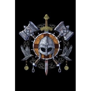 Imagem de Norse Mythology Notebook: Old Norse Viking Warrior Armory Scandinavian Nordic Black Lined Notebook