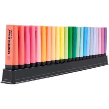 Imagem de Marca Texto – STABILO BOSS ORIGINAL – Estojo com 23 unidades + Suporte de mesa – Em 23 cores