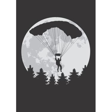 Imagem de Notizbuch A4 liniert mit Softcover Design: Skydiver Fallschirm Springer Vollmond Logo Fallschirmsprung: 120 linierte DIN A4 Seiten