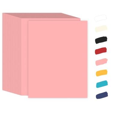 Imagem de Pacote com 50 cartolina rosa 8,5 x 11 papel de 29,5 kg, papel Goefun rosa para impressão de cartolina para artes e artesanato, apresentações, impressão estacionária