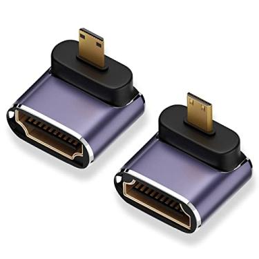 Imagem de AreMe Adaptador micro HDMI para HDMI 8K (pacote com 2), conector conversor micro HDMI de ângulo reto de 90 graus para Sony A6000, Raspberry Pi 4, GoPro Hero 7 e outras câmeras esportivas