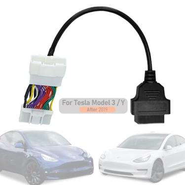 Imagem de VZG Cabo adaptador OBD2 para Tesla modelo 3/Y, conector de diagnóstico de 26 pinos para 16 pinos, adaptador de carro OBD2 de 26 pinos para Tesla Model 3 e Y para veículos de modelos atuais de 2019,